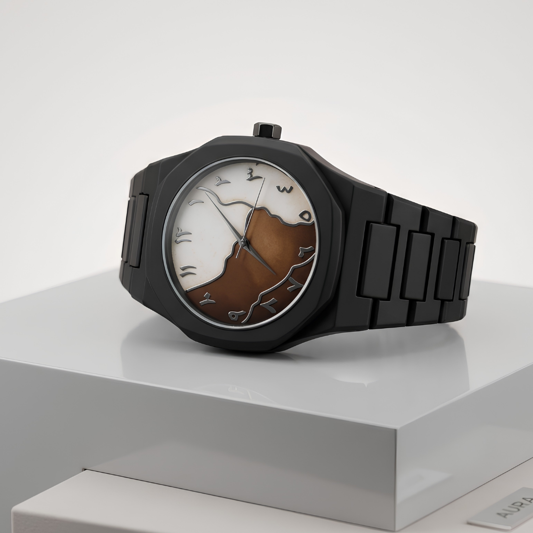 Men's Matte Black Arabic Dial Watch